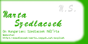 marta szedlacsek business card